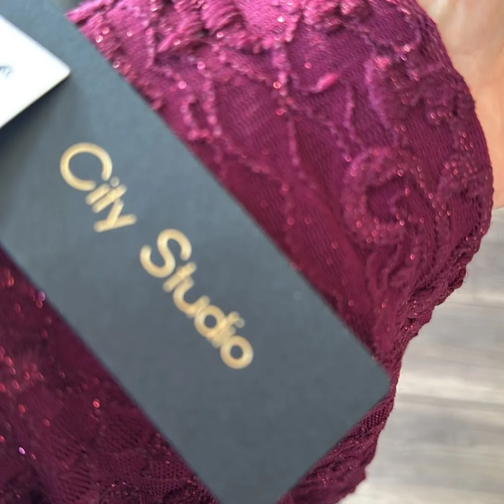 City studio purple sparkle off the shoulder high low dress from MACYS NWT Size 1 - Image 6