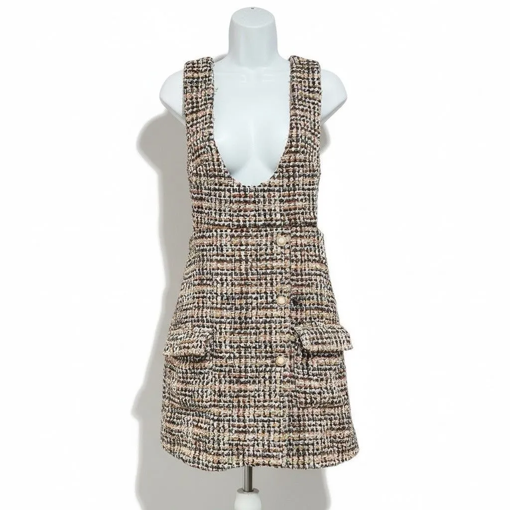 English Factory Tweed Pinafore Dress Size M - Image 8