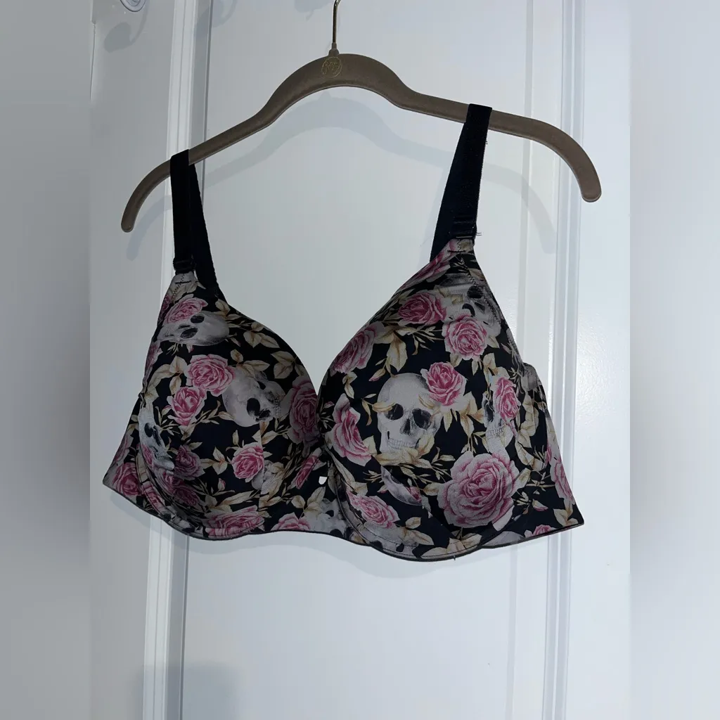 Torrid Curve Skulls Roses Gothic Full Coverage Plus Size Underwire Lined 46D Bra Black - Image 10