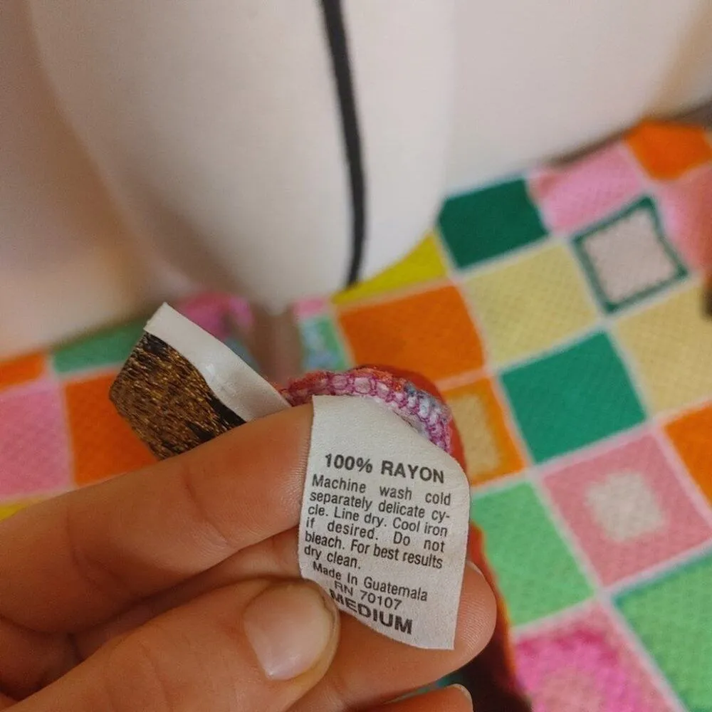 Nouveau Floral Flowers Vintage Retro Bright Rayon Size Medium M Shirt Blouse - Image 8