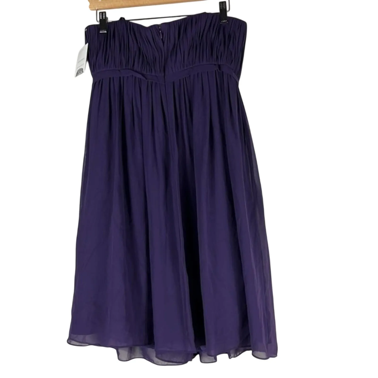 NWT Donna Morgan Strapless Chiffon Mini Dress Size 6 Purple Homecoming Elegant - Image 5