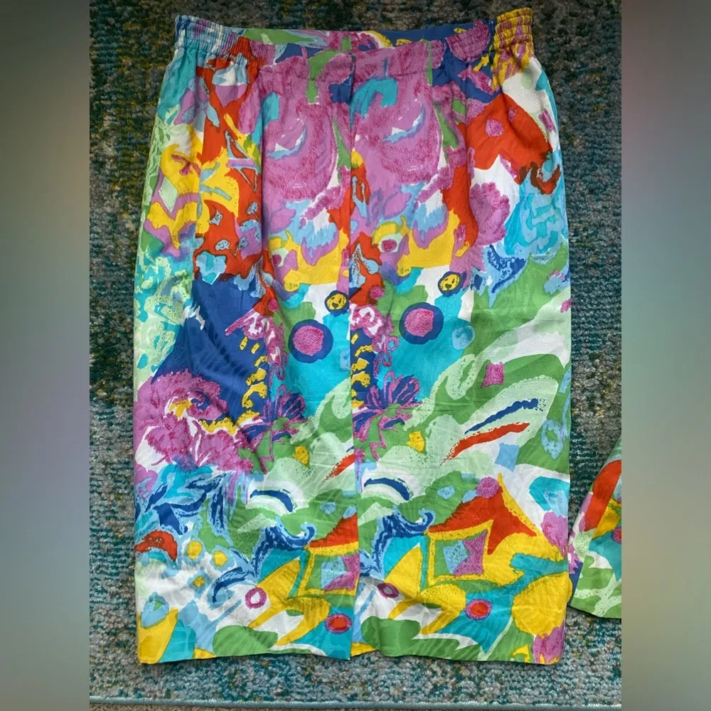 Vintage 80s Anne Crimmins for Uni Collections abstract cotton skirt suit, size 8 - Image 6