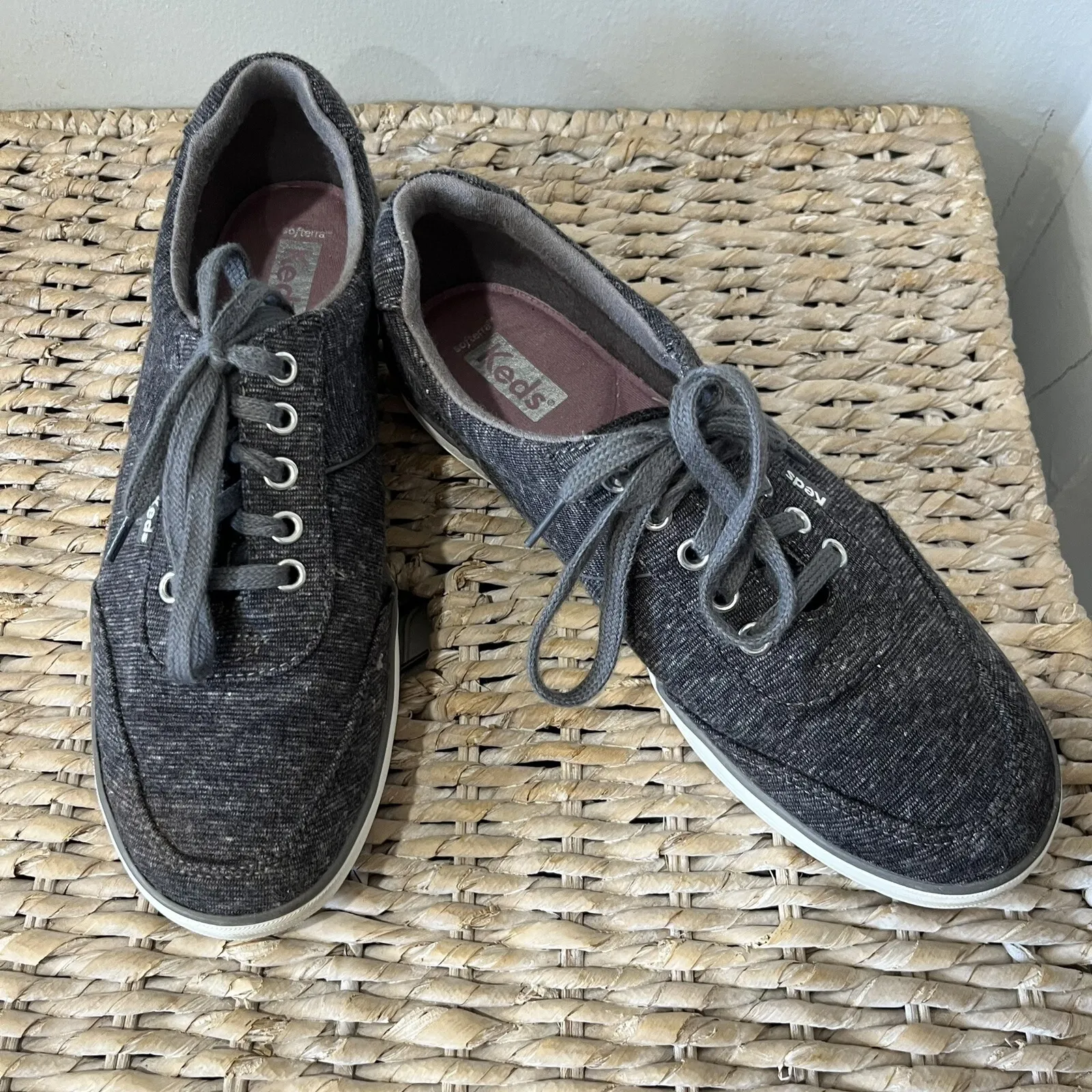 Keds softerra  wf65212 Courty Women's Size 7.5 Charcoal gray Jersey Sneaker shoe - Image 3