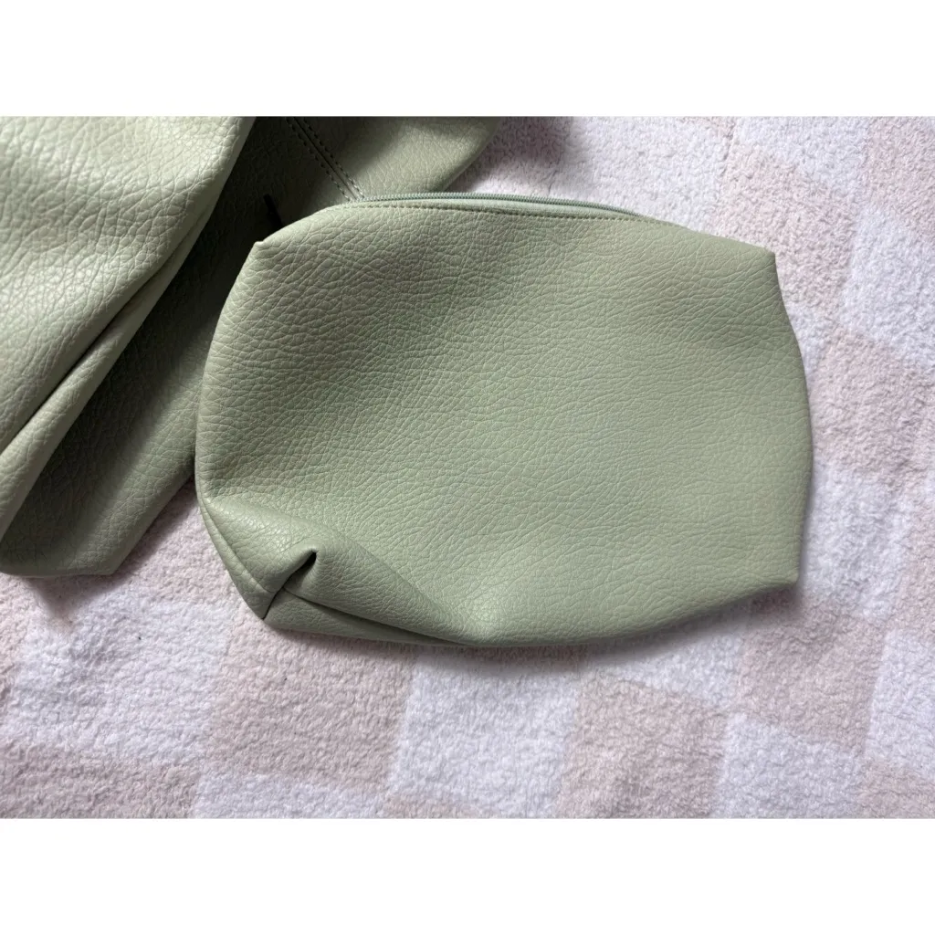 Anthropologie Light Green Pebbled Faux Leather Love Knot Slouchy Tote Bag - Image 9