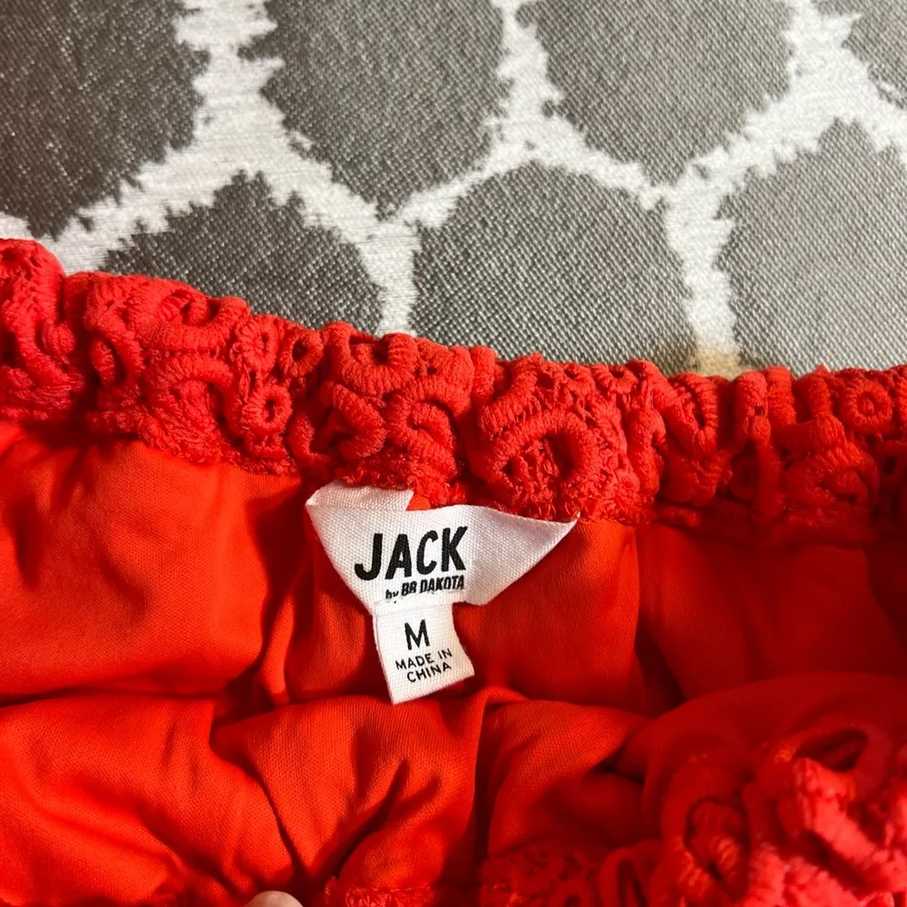 Women’s One Shoulder top by Jack by BB Dakota Red Ruffled Puff Sleeve Top - Image 2