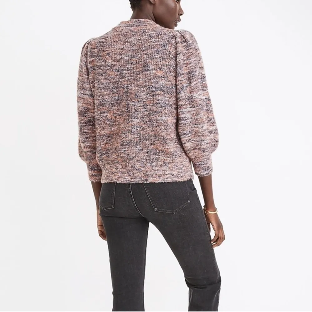 Madewell Wool Sweater Space Dyed Eaton Puff-Sleeve Pullover Size Small - Image 3