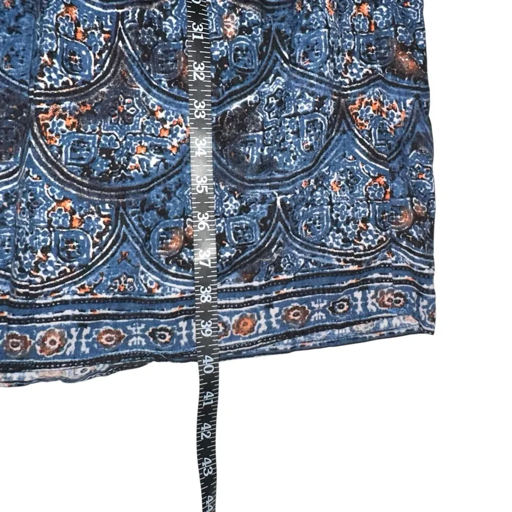 Free People Linen Blend Paisley Print Navy Tiered Maxi Skirt SMALL - Image 6