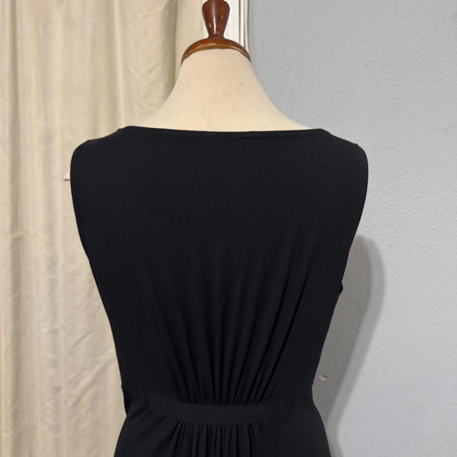 Boden Women Black V Neck Sleeveless Maxi Dress Flowy Empire Waist Ruched Sz 14R - Image 6