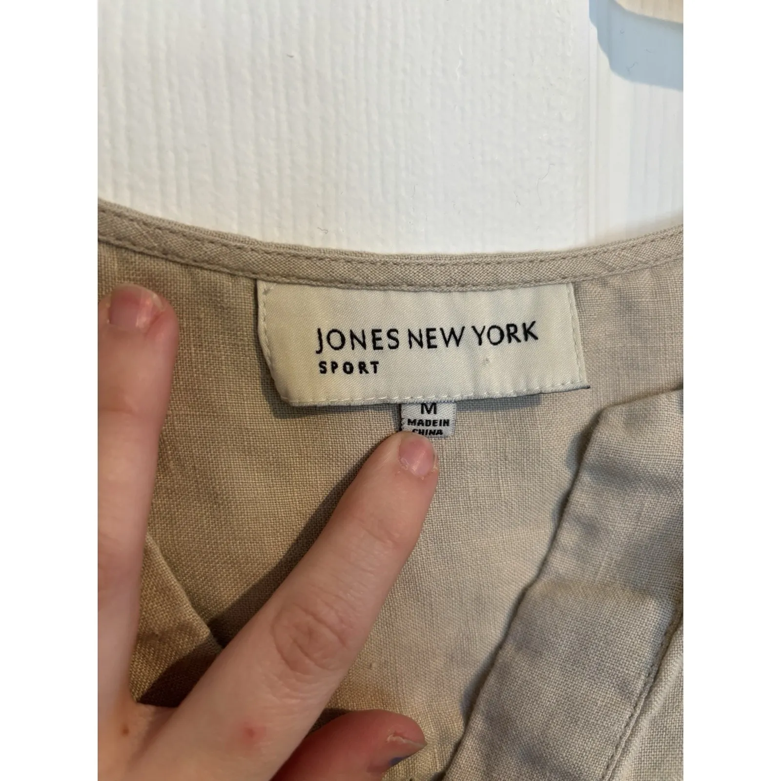 Vtg 100% Linen 3/4 Sleeve Neutral Top Swim Cover Up Size Medium Beach Vacation - Image 5