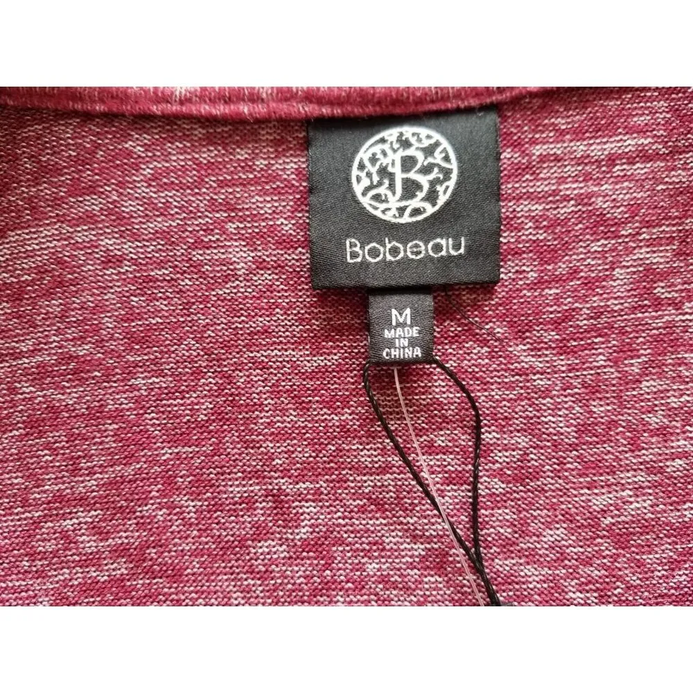 Bobeau Women's Marled  Windsor Wine Lace Accent Open Front Cardigan Sweater Sz M - Image 8