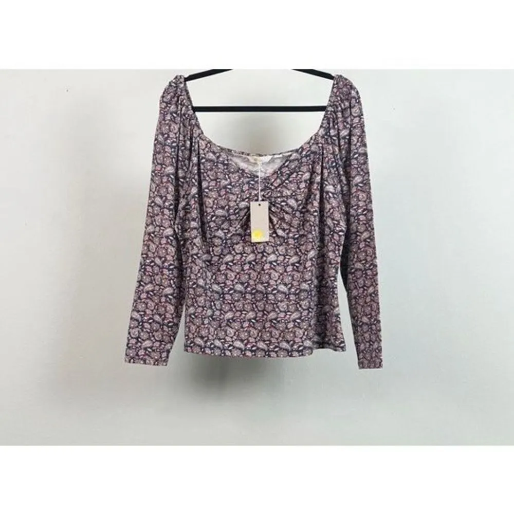 ✨Boden Sweetheart Jersey Sz 8 Top in True Navy Paisley Terrace✨ Blue - Image 5