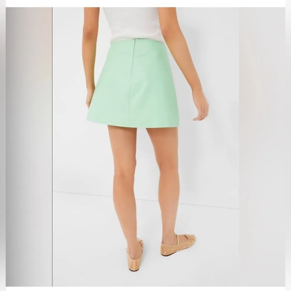 Tuckernuck Meg Mini Skirt S NWT Mint Green Faux Leather Preppy A-Line Retro - Image 9