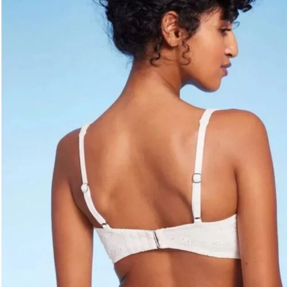 Wild Fable Pointelle Underwire Bikini Top Cream M (8-10) NWT - Image 2