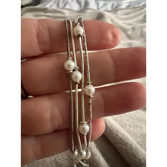 Carolee vintage‎ multi strand pearl bracelet Silver - Image 3