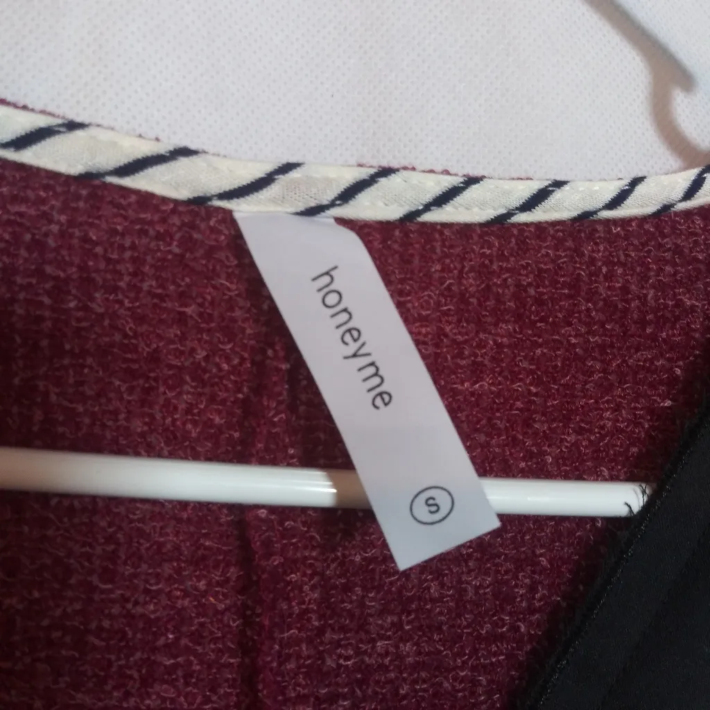 Honeyme Embroidered Burgundy Women's Knit Marled Top 3/4 Sleeves Size S - Image 6