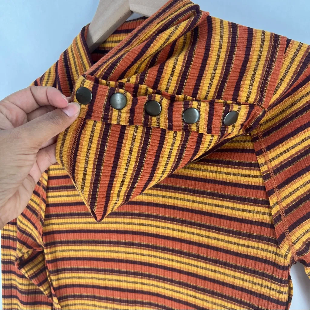 FREE PEOPLE Cape Cod Thermal Striped Ribbed Cowl Neck Size M - Image 12