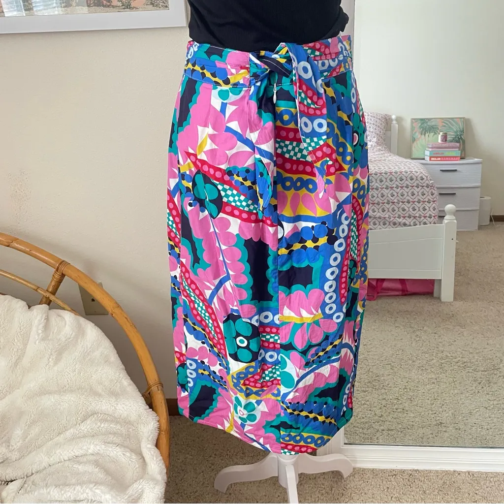 J. Crew Tie Back Tulip Skirt In Colorful Ratti Kaleidoscope Floral Size 8 - Image 8