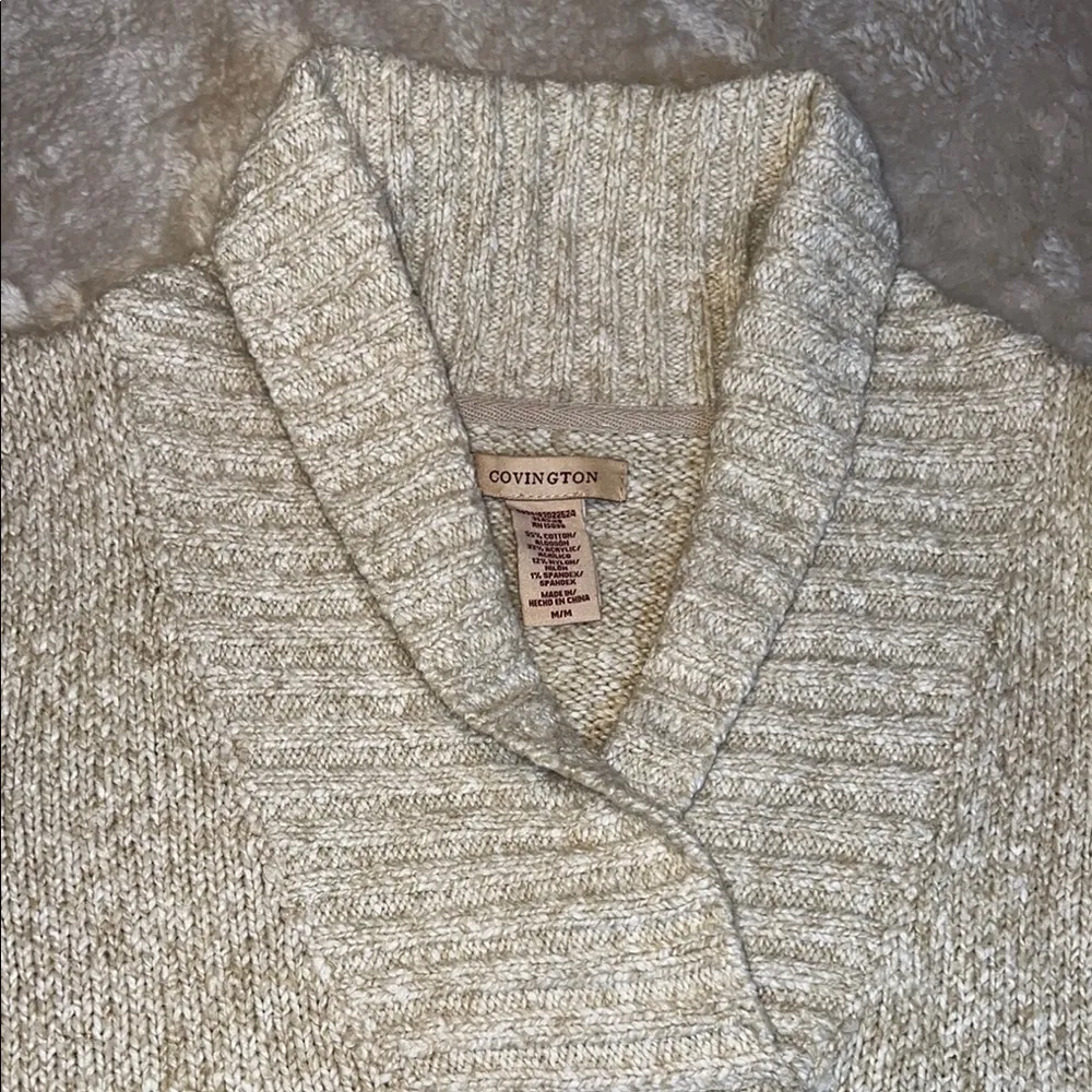 Covington ‎ Cream Cowl Neck Sweater with Textured Knit Size Medium - Image 6