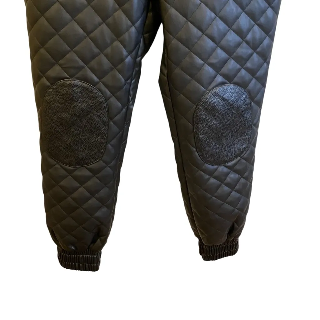 Manière De Voir Vegan Leather Quilted Jogger Pants In Black - Image 8