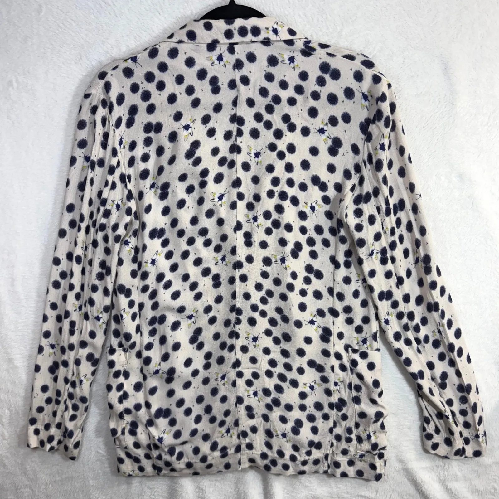 Anna Glover x H&M S Blazer Cream Navy Polka Dot Moth Artsy Cottage White - Image 4