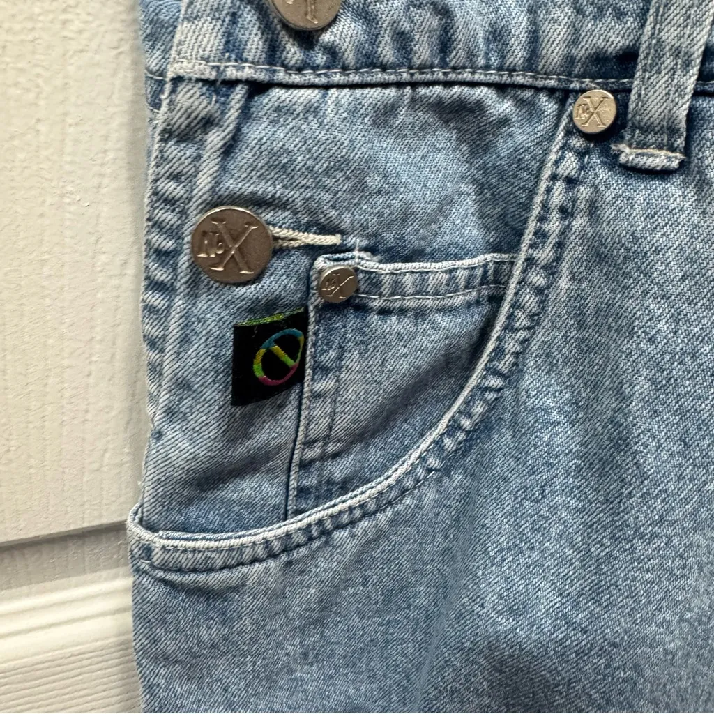 Y2K NO Excuses Denim Short Overalls Size Large - Image 3