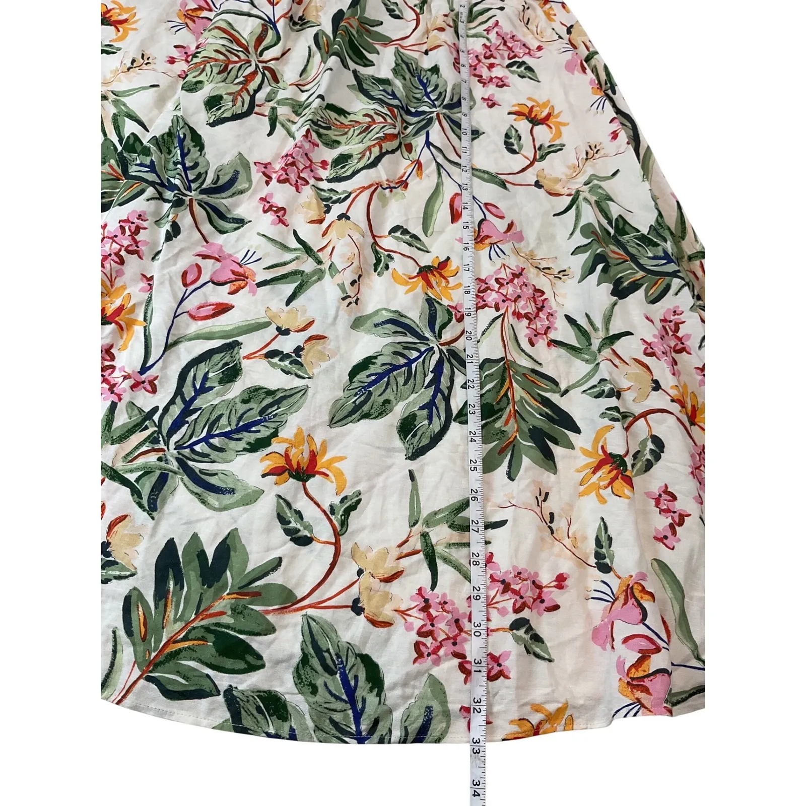 H M Linen Blend Floral Crop Top Maxi Skirt Set Size L - Image 8