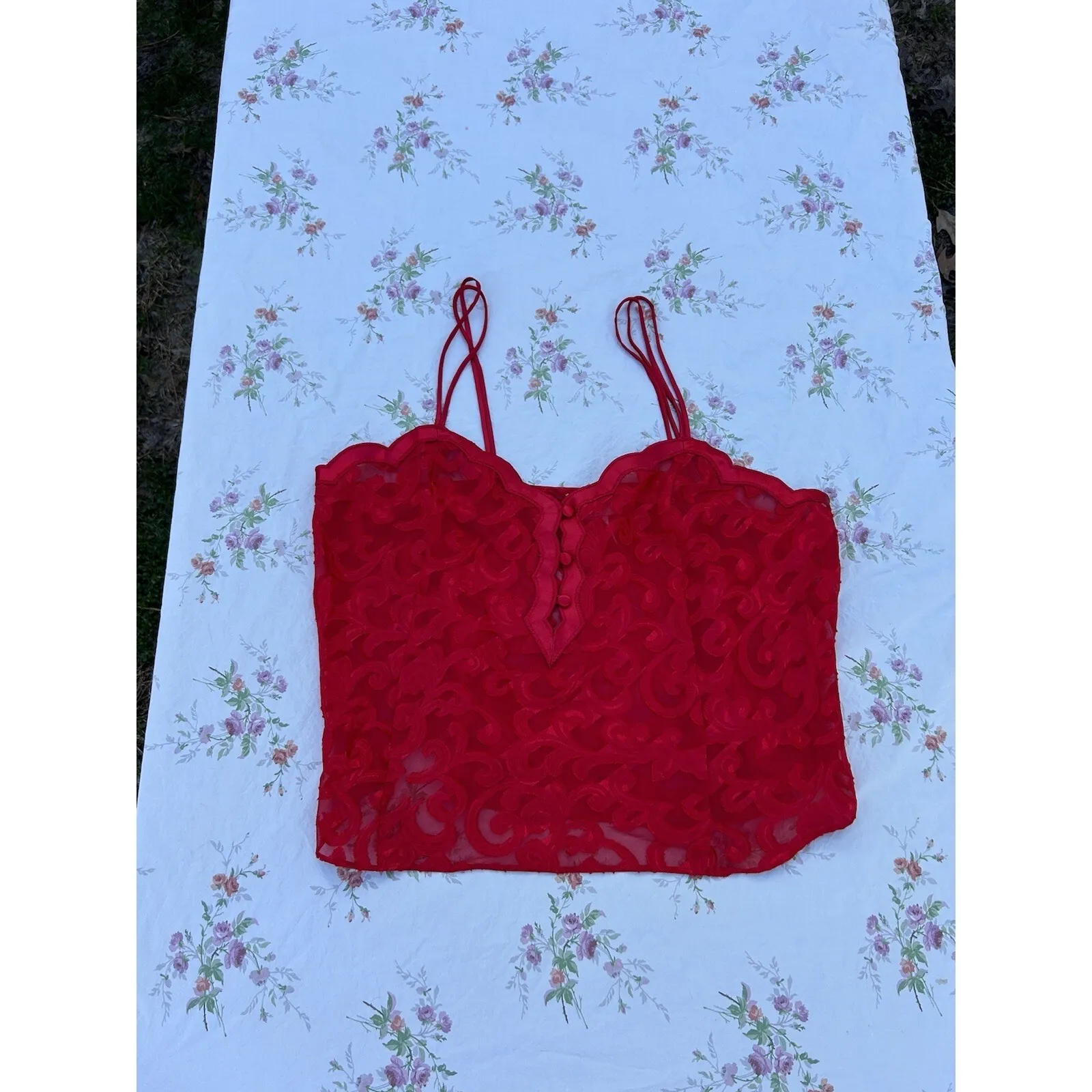 Vintage 90s Inner Most sheer babydoll Red lingerie top size‎ large Valentines - Image 2