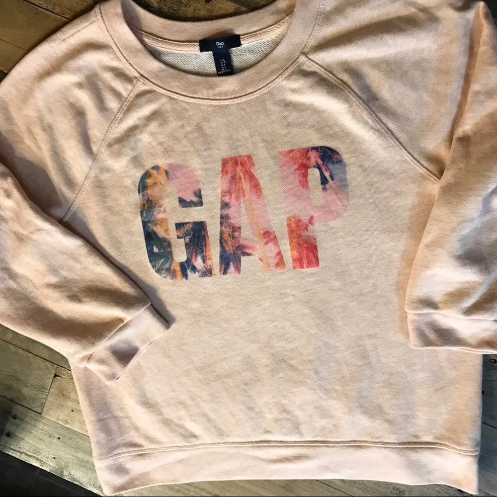GAP Tropical Peach Short Crop Sweatshirt Top - Image 2