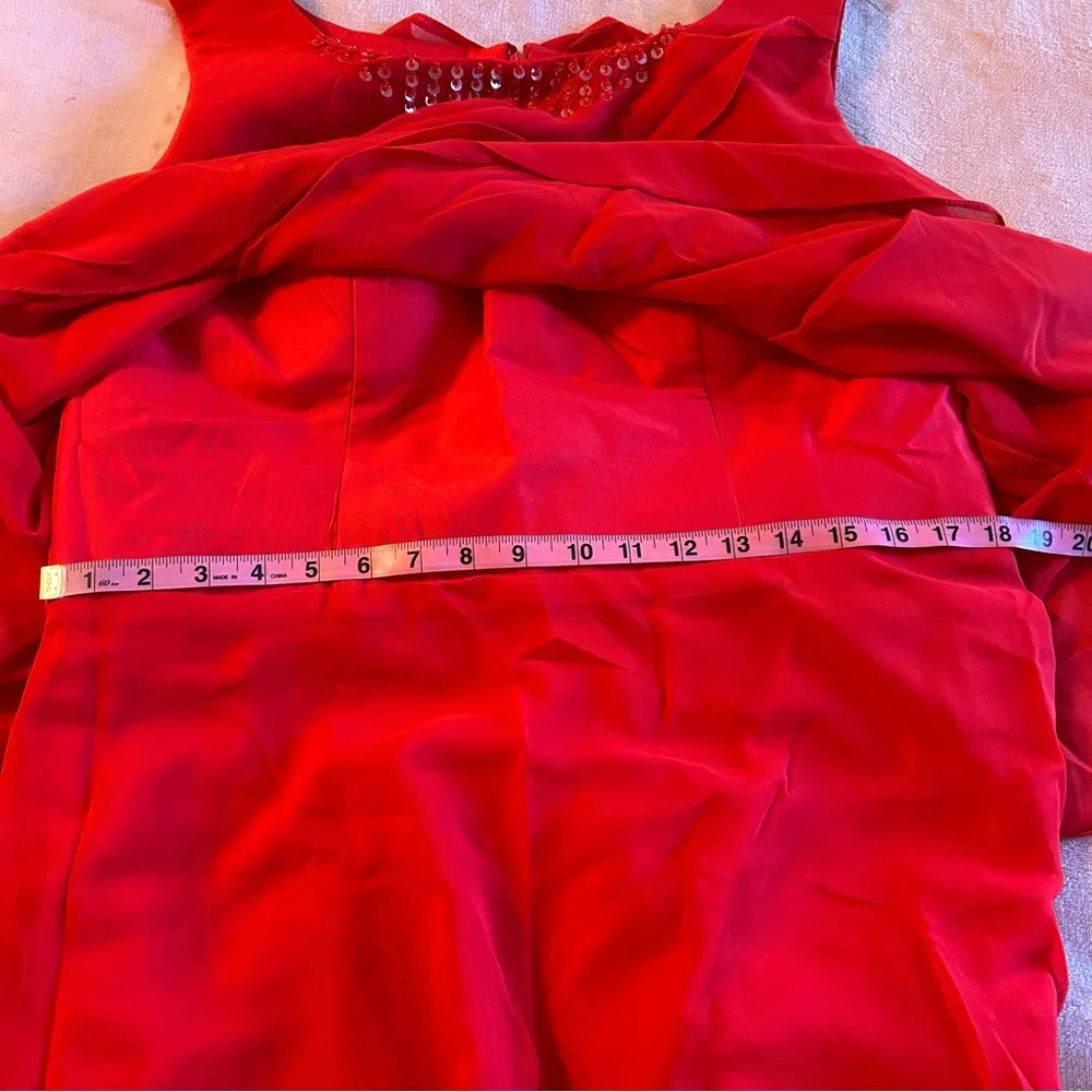 NWOT red sleeveless Mother of the Bride dress size 14 chiffon jacket tiered - Image 10