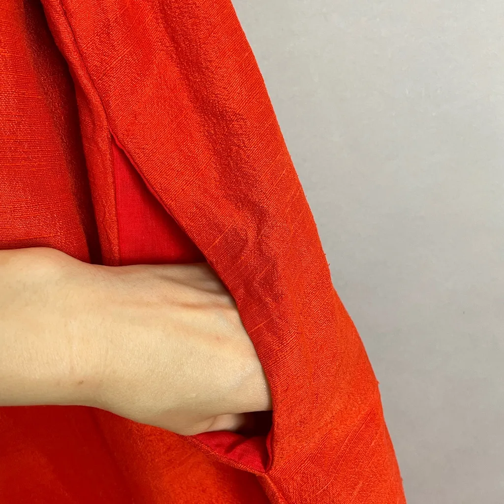 Vintage Caftan Dress Maxi Women Kaftan Muumuu Elephants‎ Reddish Orange Zip - Image 12