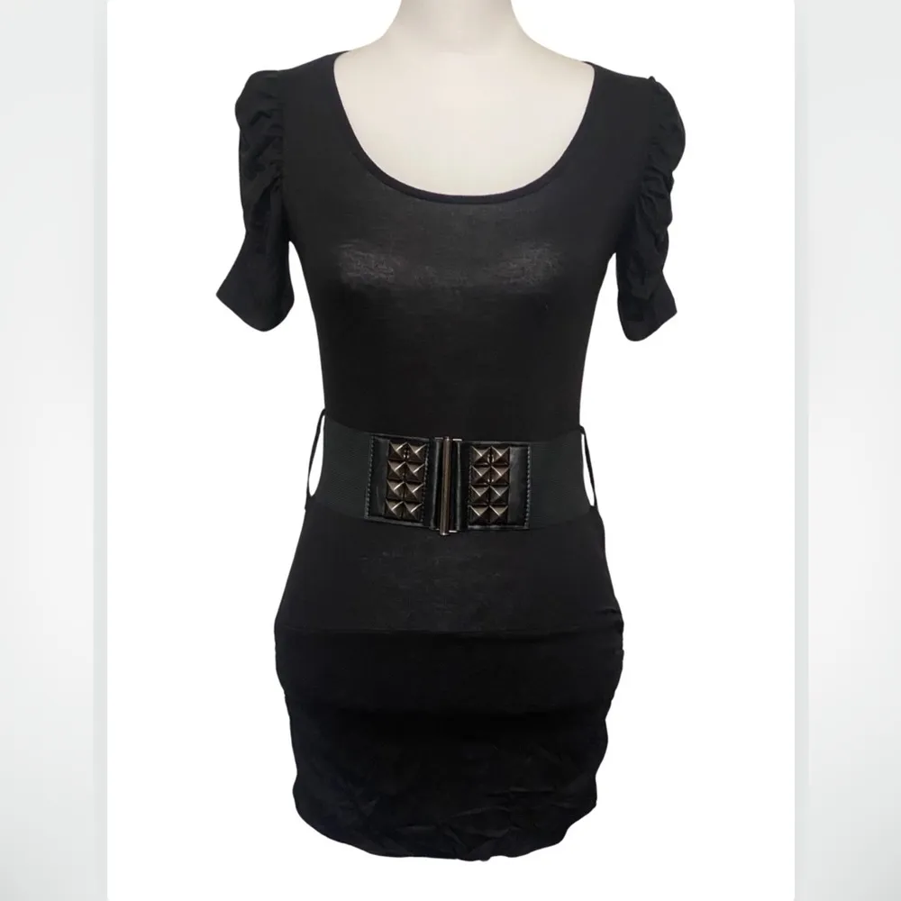 BODY CENTRAL Black Removable Studded Belt Mini Dress Small - Image 5