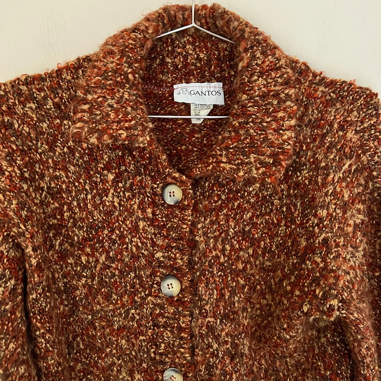 Vintage Gantos Knit Cardigan Sweater USA Made Size S Brown - Image 3