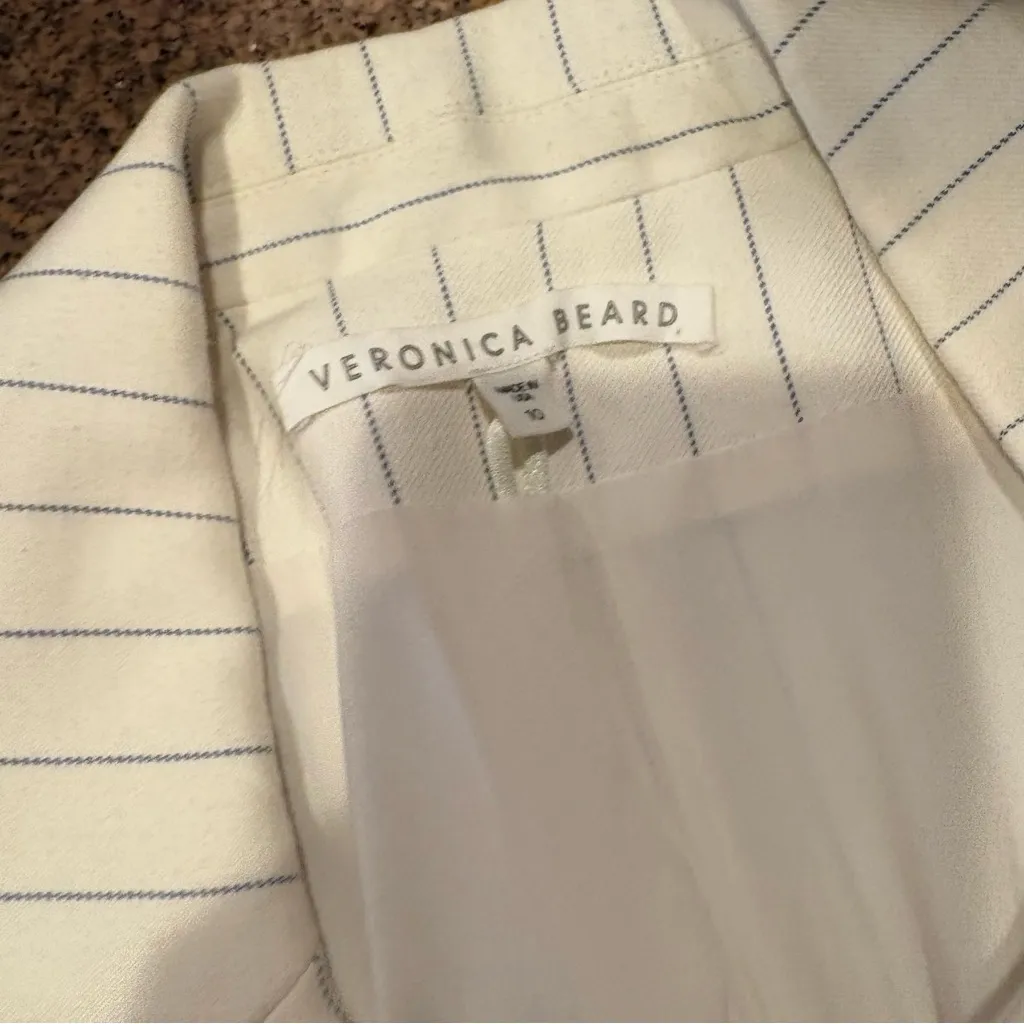 VERONICA BEARD Apollo White and Blue Stripe
Blazer‎ Double Breasted Size 10 - Image 3
