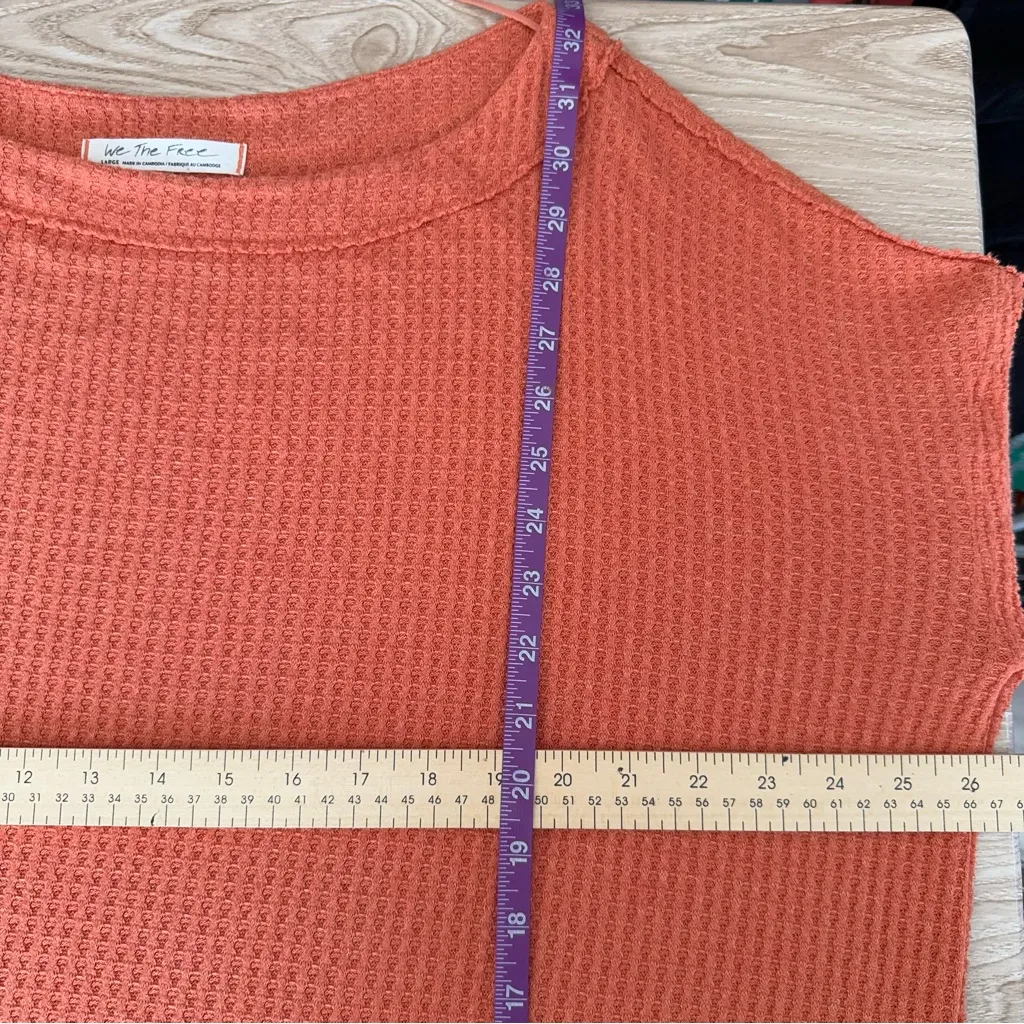 Free People Large North Shore Tunic Waffle Knit Orange Coastal Lounge Relaxed - Image 6
