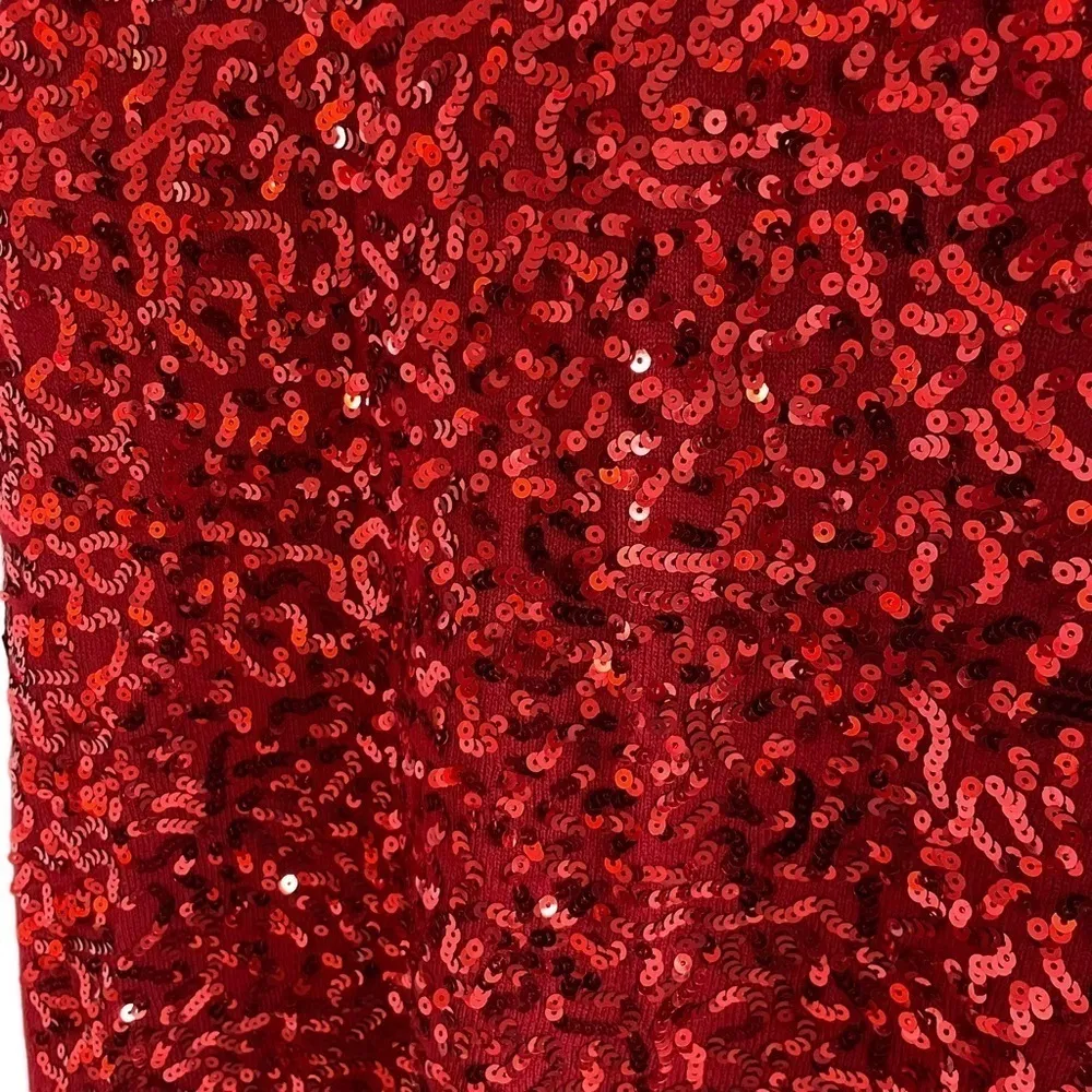 Vintage Red Sequin Sleeveless Blouse Tank Top Size M - Image 5