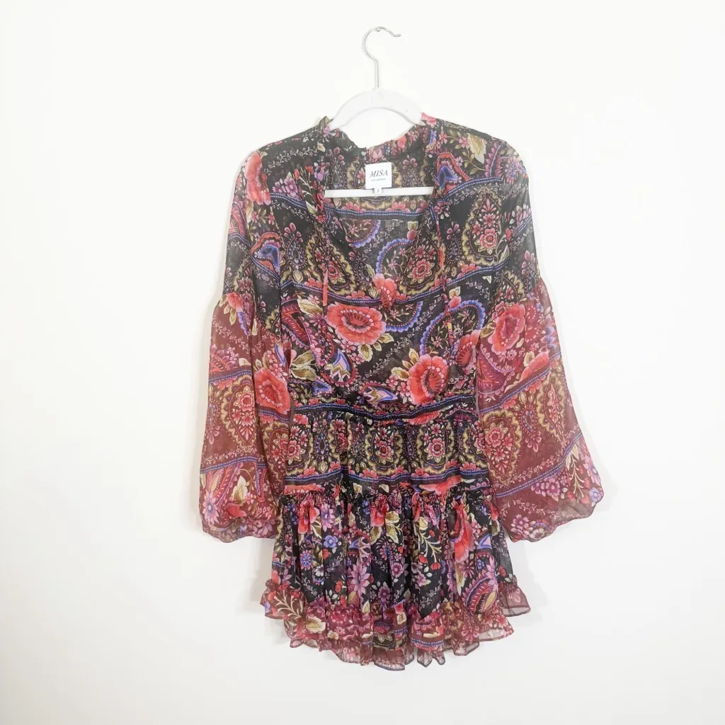 Misa Los Angeles Elisabetta Flora Valentina Floral Flwoy Mini Dress Small - Image 3