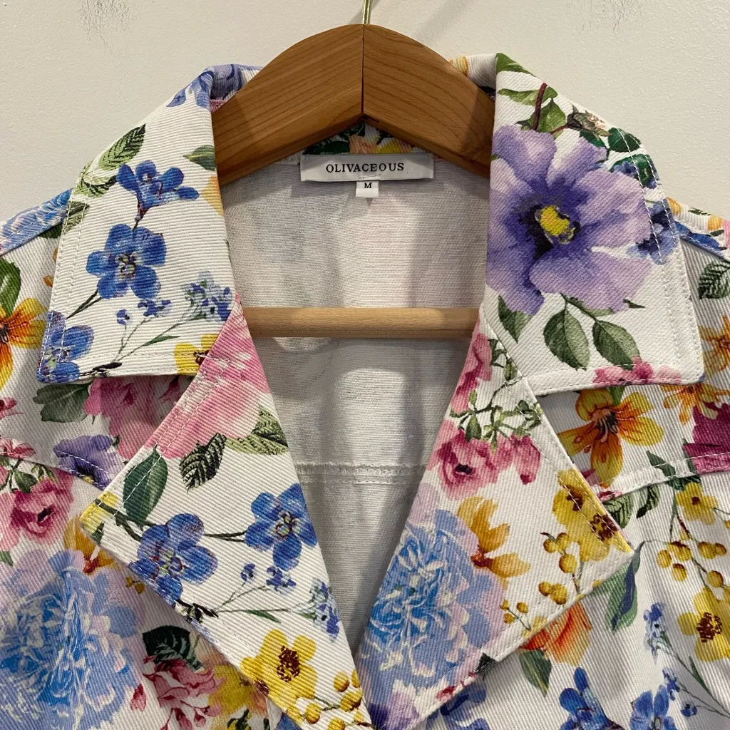 Floral Cotton Twill Sleeveless Button-down Mini Dress with adjustable waist - Image 6