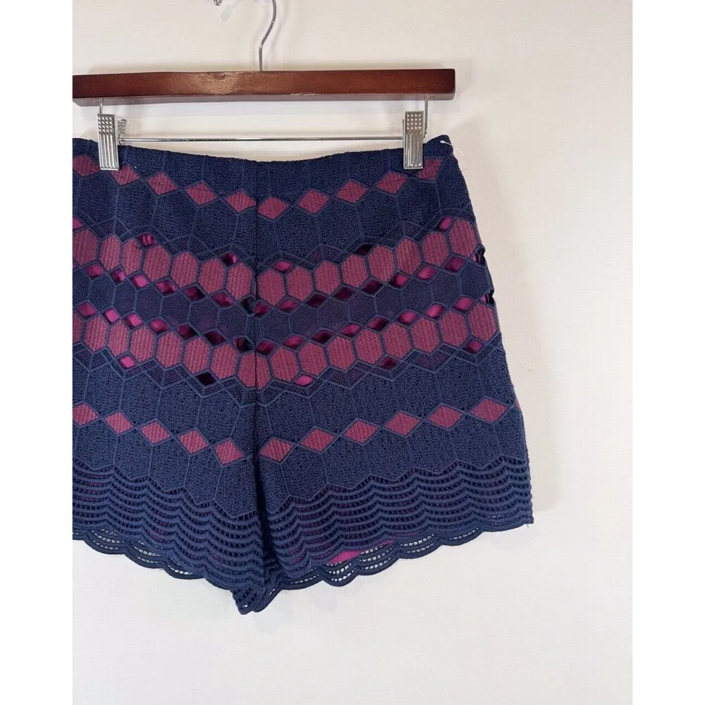Anthropologie Maeve Womens Shorts Purple Lace High Rise Side Zip Overlay Size 6 - Image 6