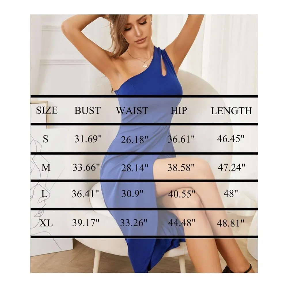 NEW 1 Shoulder Cutout Bodycon Sleeveless Slit Party Dress L - Image 5
