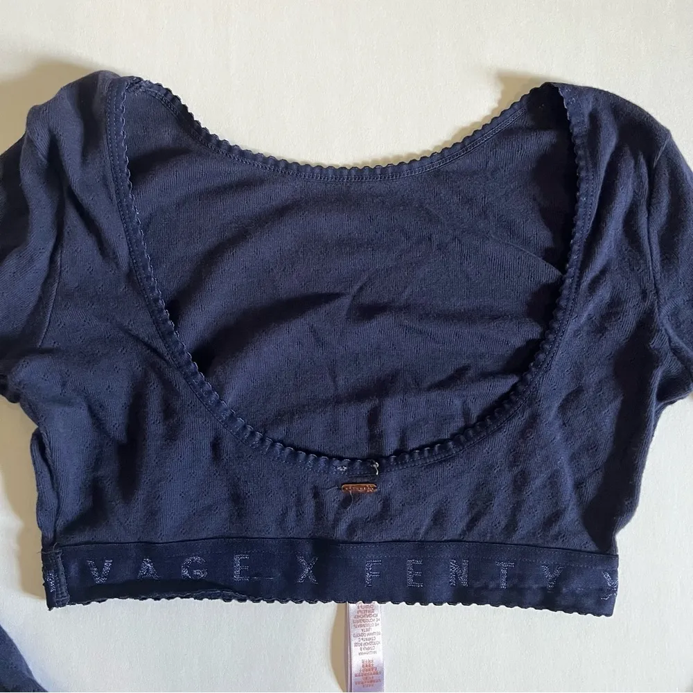 SAVAGE X Fenty  Jersey Knit Crop Top navy blue open back small - Image 8