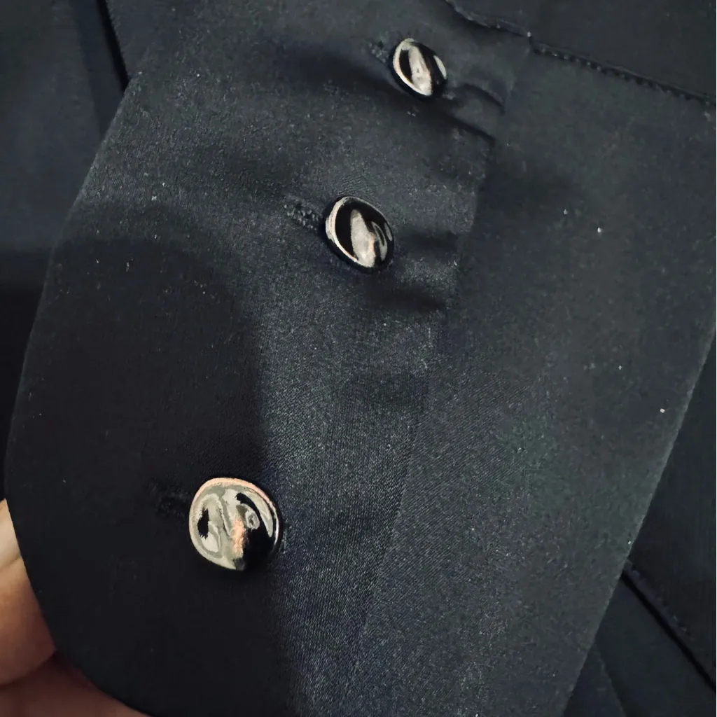 Mango‎ Women Black Long Sleeve Lapel Collar Wrap Casual Short Dress Size 8 - Image 14