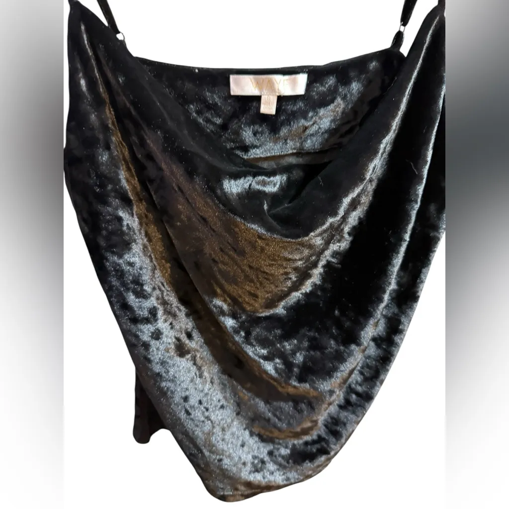 WAYF Black Velvet Cami Tank Top Soft Luxe Sleeveless Blouse Date Night Holiday S - Image 4