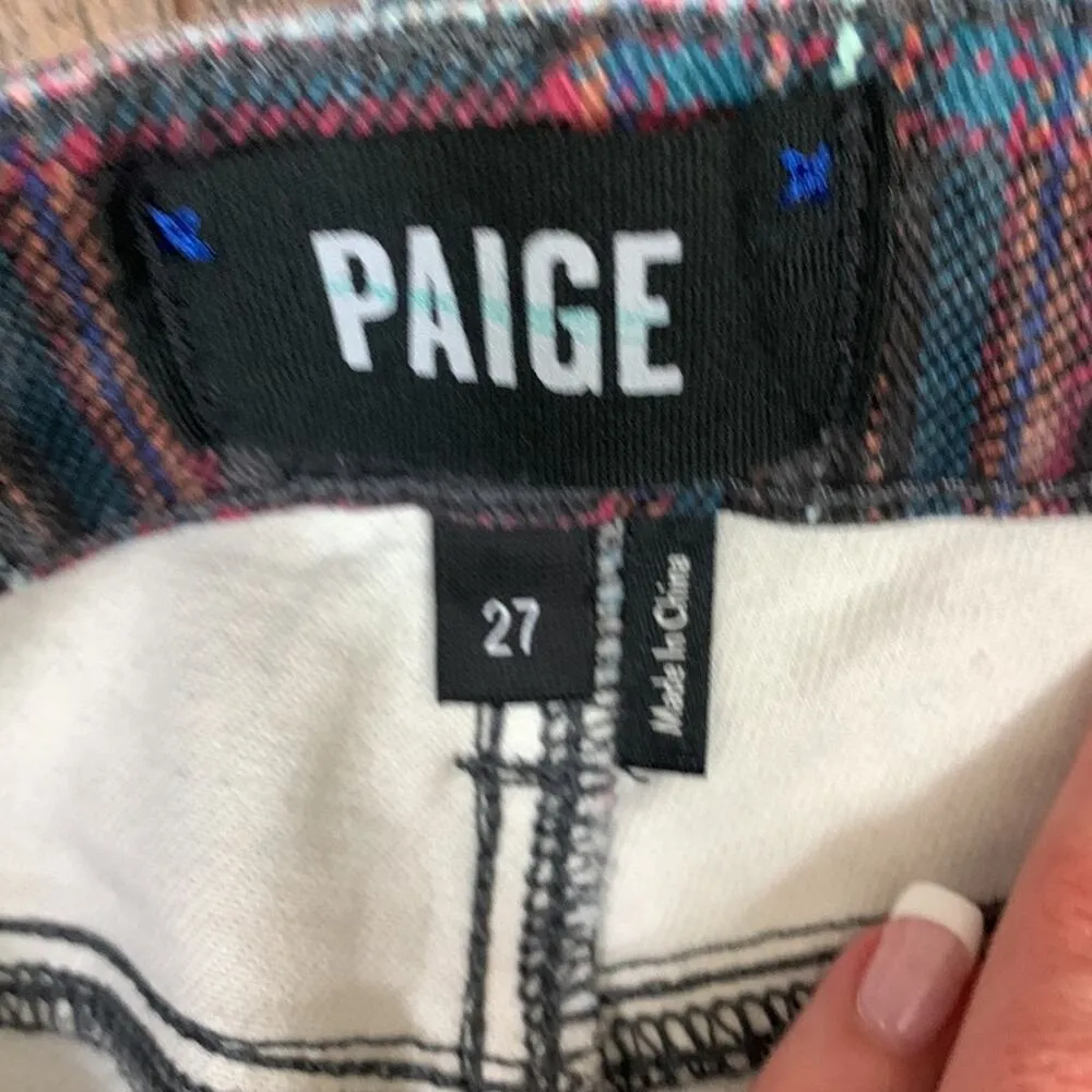 PAIGE Hoxton Ankle High Waisted Black Atlantic Tartan Plaid Skinny Jeans - Image 2