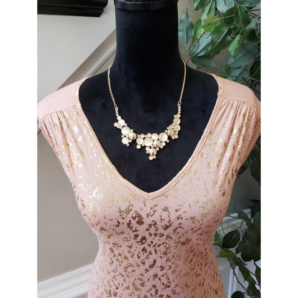 Gianni Bini Womens Peach Metallic Modal V Neck High Low Sleeveless Top Blouse XS - Image 3