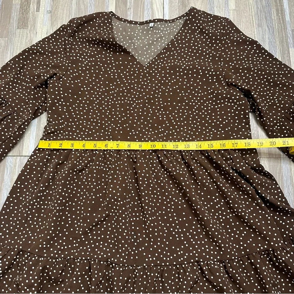 Timeless Brown Polka Dot Dress, Size Medium - Image 7