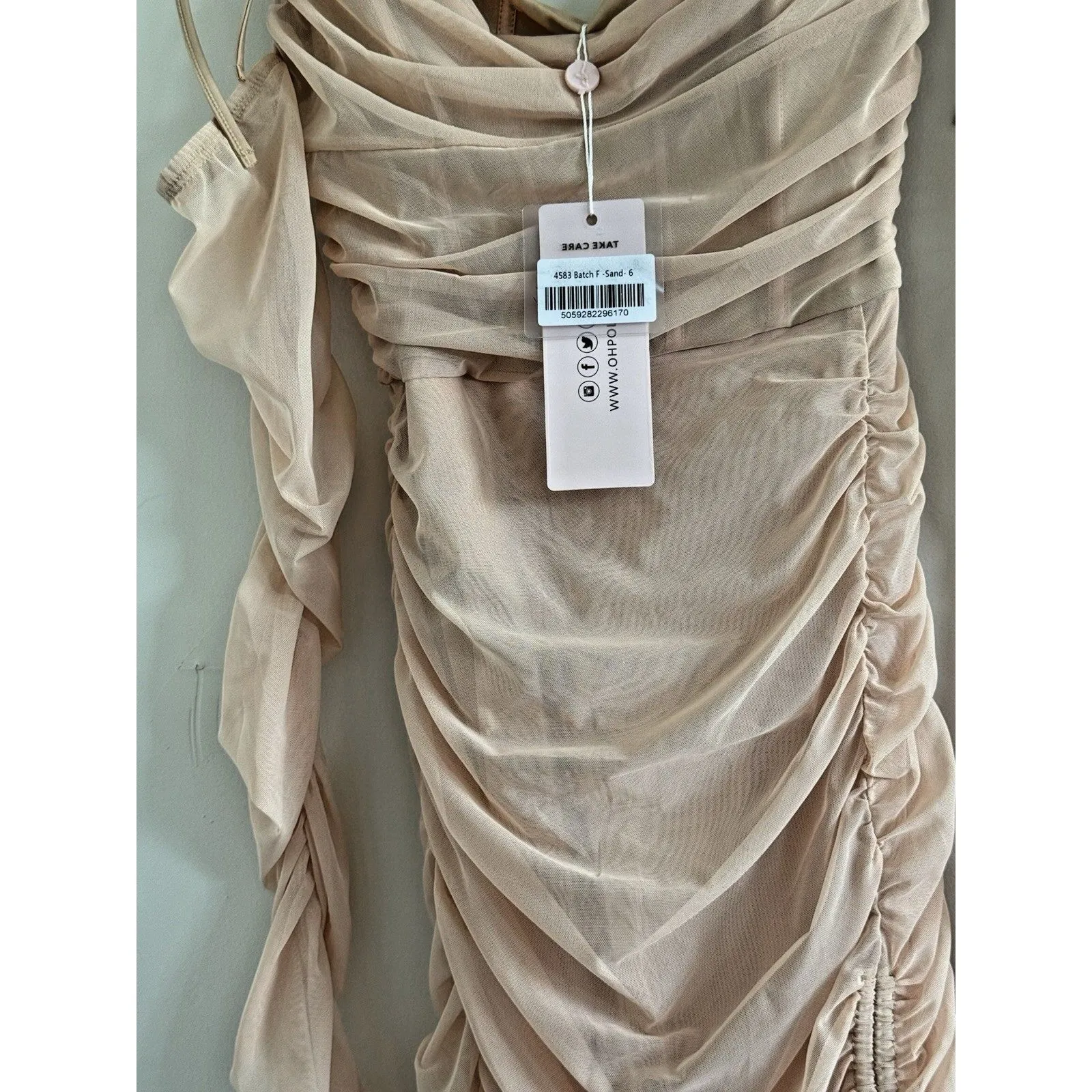 NEW Oh Polly dress Amiens Tie Mesh Mini Dress sand tie corset long sleeve size 2 - Image 6