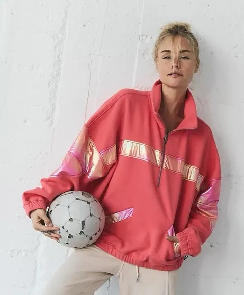 NWT Free People Movement Away We Go Half Zip in Hibiscus $128 MSRP - Image 1