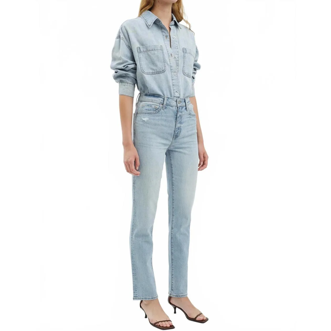 Daze Smarty Pants High Waist Ankle Slim Straight Leg Jeans Dew Drop NWT Size 25 Blue - Image 5