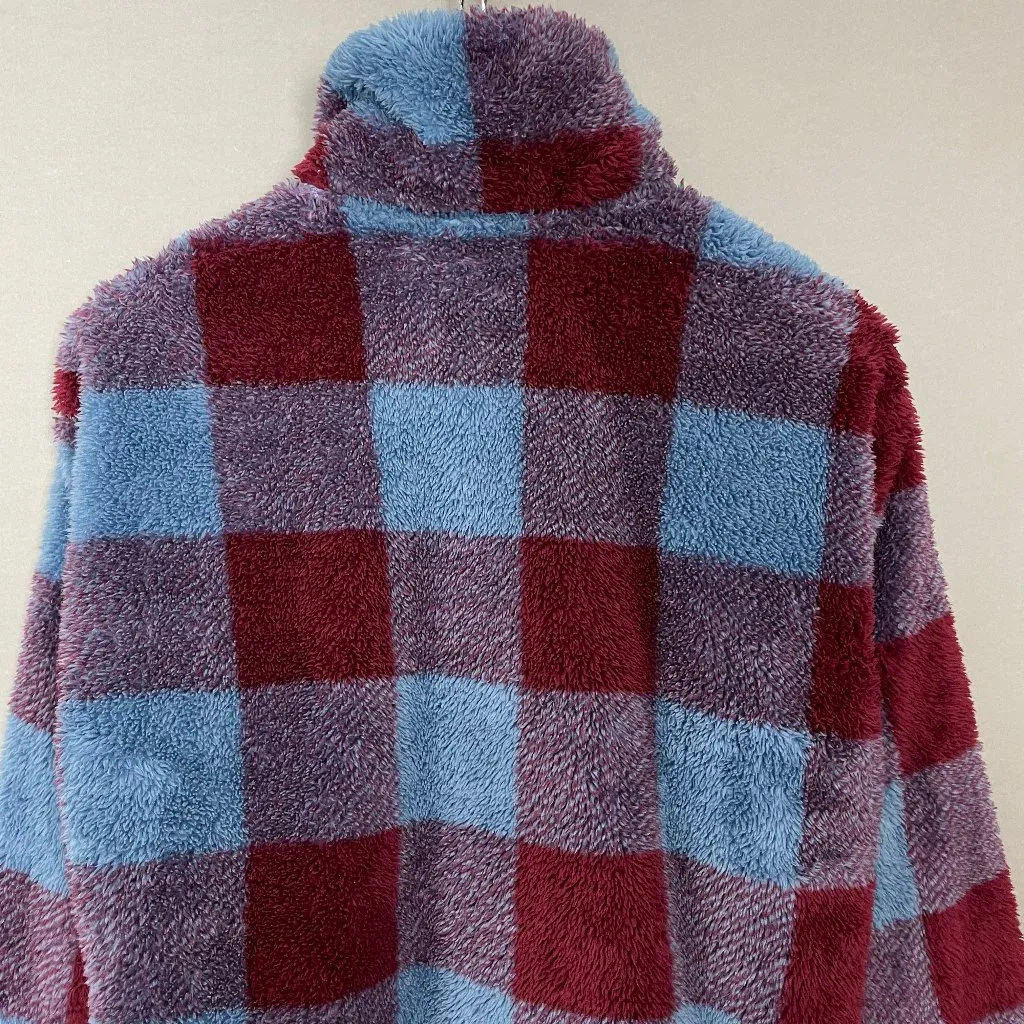 Eddie‎ Bauer Pullover Jacket Plaid Faux Fur Fleece Size Small Sweatshirt Women - Image 8