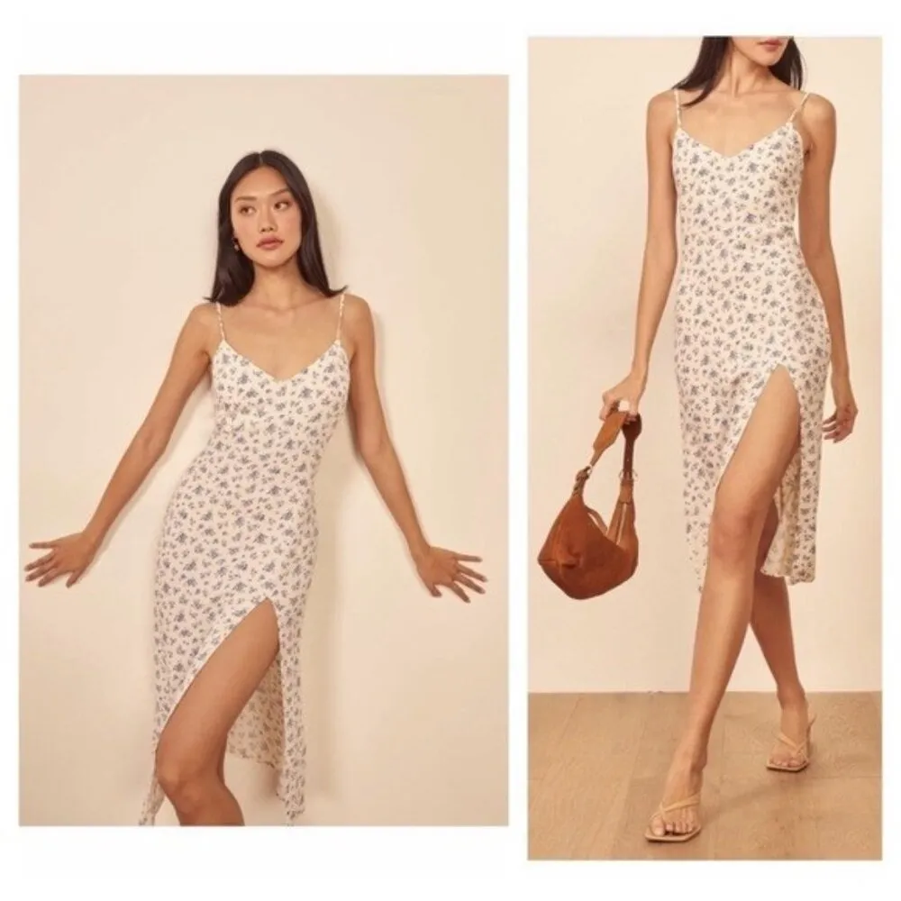 💕REFORMATION💕 Crimini Dress ~ Grace Blue & White Floral Print 10 NWOT - Image 6